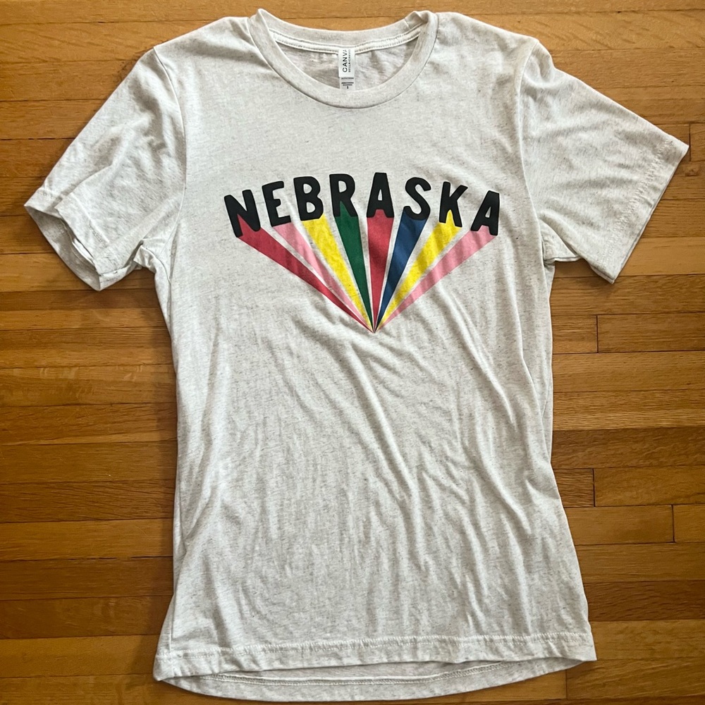 Nebraska T-Shirt by Charlie Southern - Women’s Small Cream/Rainbow